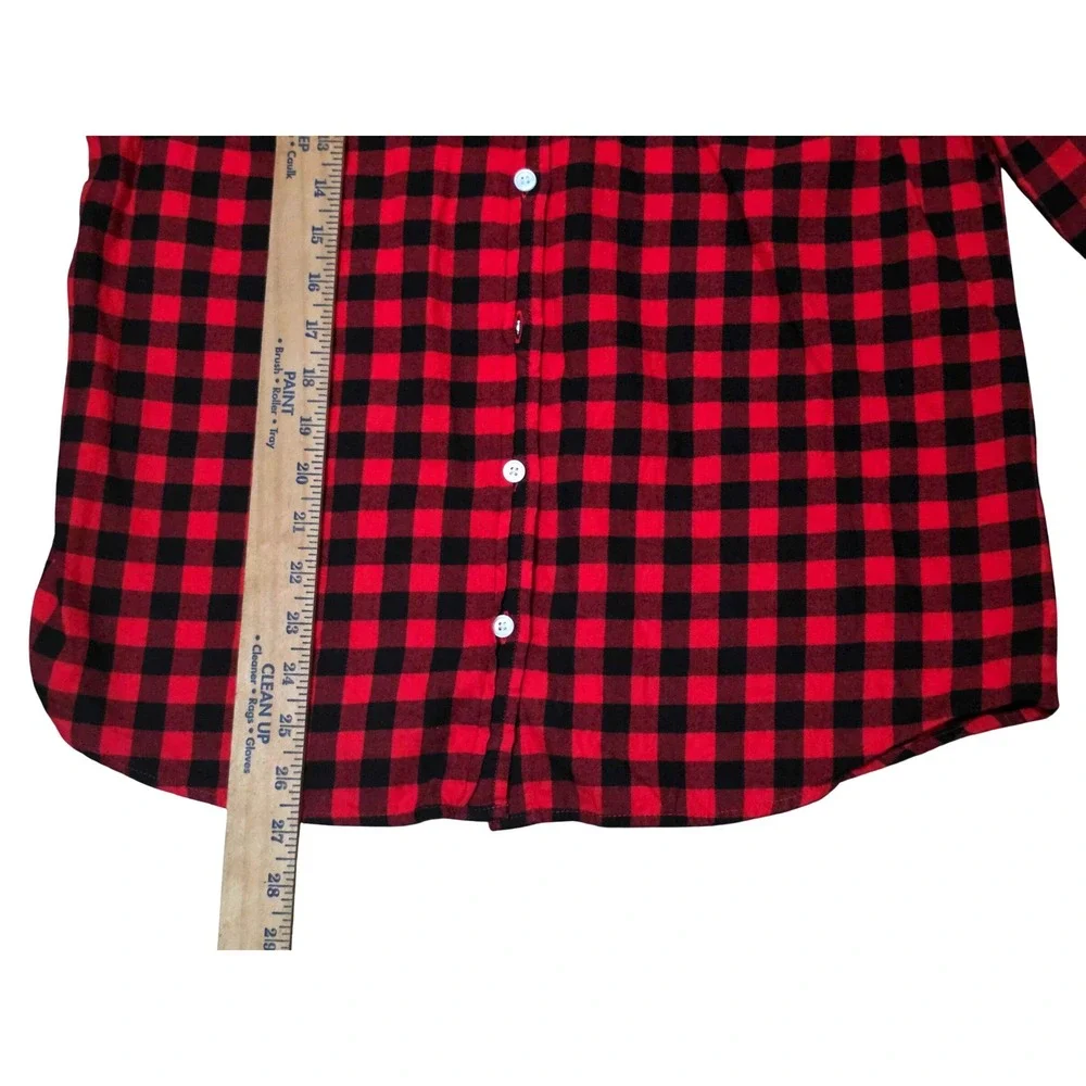 J Crew Red Black Buffalo Plaid Flannel Button Down‎ Shirt Womens M